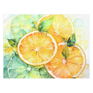 Nappe Aquarelle Citron Orange Citron Vert Botanique Cuis