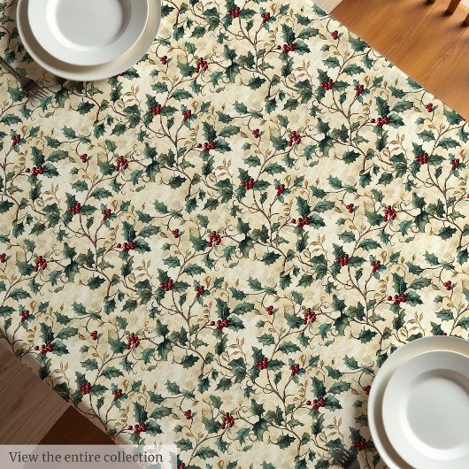 Nappe Aquarelle classique baies sèches de Noël muettes