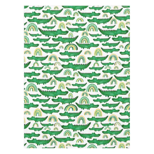 Nappe Aquarelle Crocodile Alligator Arc-en-ciel  (Devant)