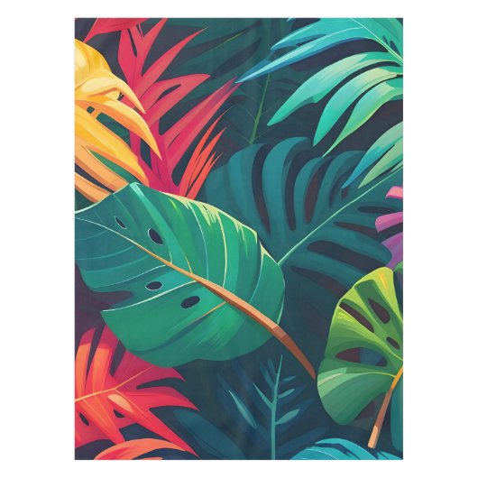 Nappe Aquarelle de feuillage tropical Paradis (Devant)