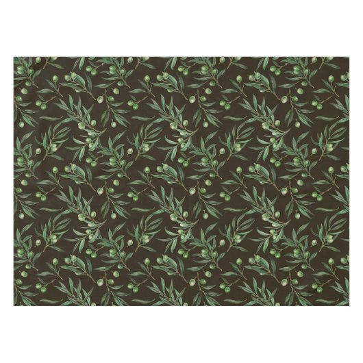 Nappe Aquarelle des branches d'olive en noir (Devant (Horizontal))