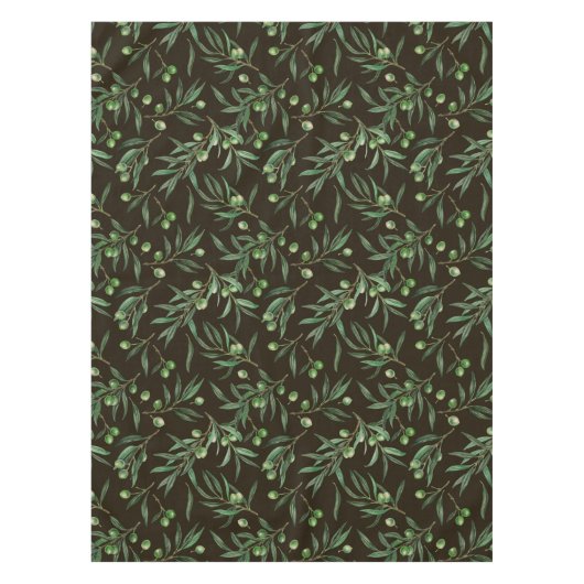 Nappe Aquarelle des branches d'olive en noir (Devant)
