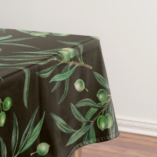 Nappe Aquarelle des branches d'olive en noir (In Situ)