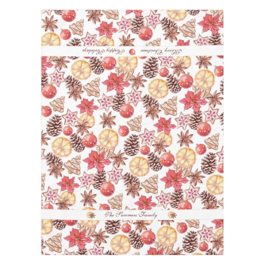 Nappe Aquarelle Éléments de Noël Motif sans couture (Devant)