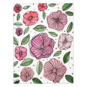 Nappe Aquarelle et fleurs d'encre - rose et vert (Devant)