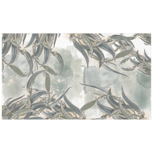 Nappe Aquarelle Eucalyptus Verdure Feuille (Devant (Horizontal))