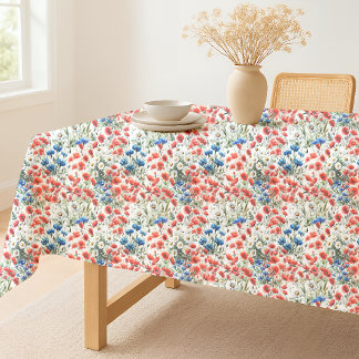Nappe Aquarelle Fleur sauvage Poppy Daisy Table botaniqu
