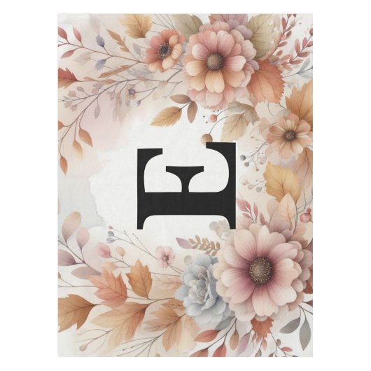 Nappe Aquarelle florale aux couleurs pastel douces (Devant)