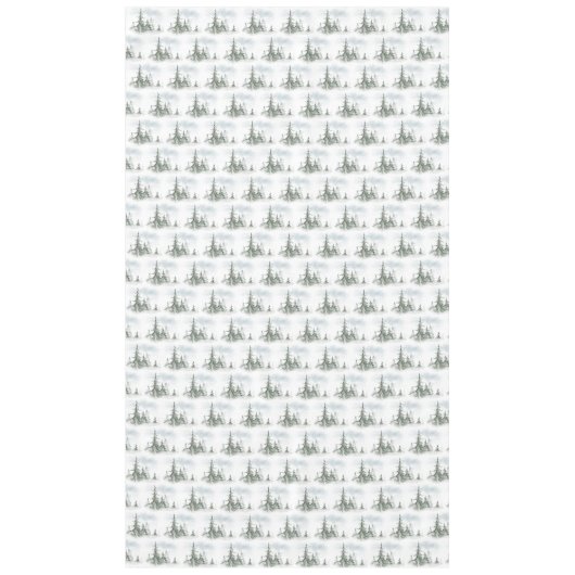 Nappe Aquarelle Forêt de sapins rustiques hiver (Devant)