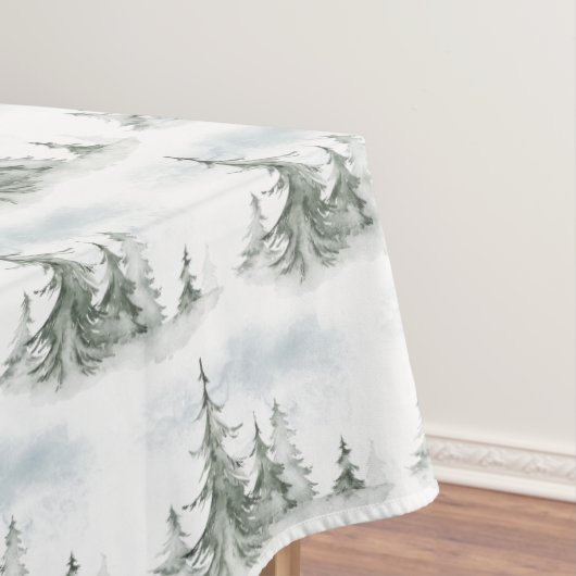 Nappe Aquarelle Forêt de sapins rustiques hiver (In Situ)