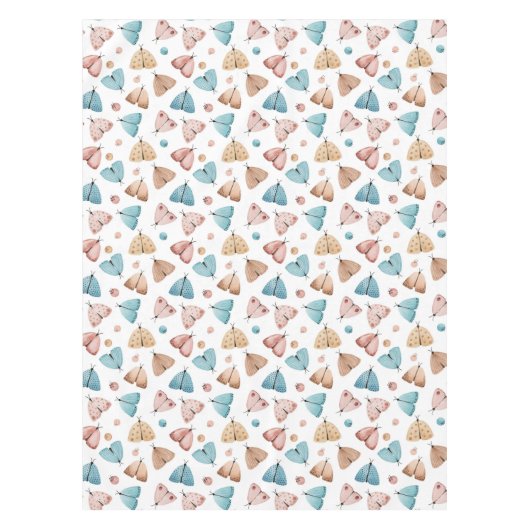 Nappe Aquarelle Girl Boho Blue Butterfly Moth Monogramme (Devant)