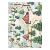 Nappe Aquarelle Hiver Paysage rustique avec Fir Trees (Devant)