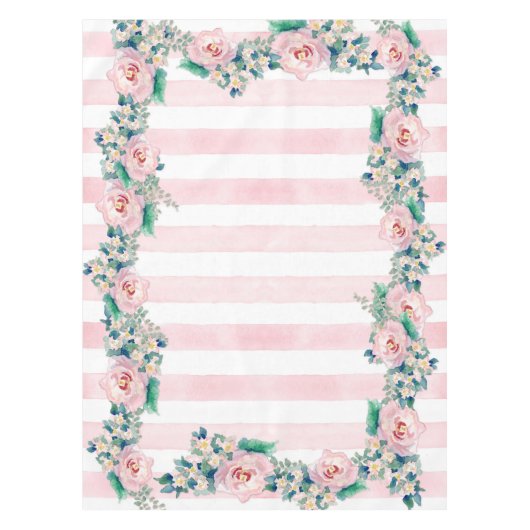 Nappe Aquarelle MODERNE Chic Large Stripes avec Rose (Devant)
