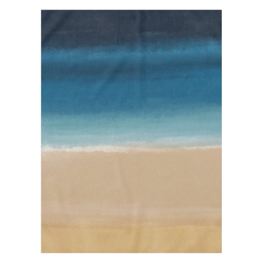 Nappe Aquarelle moderne Gold Blue Beach (Devant)
