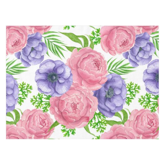 Nappe Aquarelle motif avec des fleurs de pivoine et d'an (Devant (Horizontal))