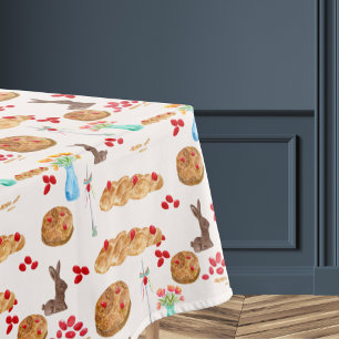 Nappe Aquarelle Nourriture Pâques grecque et œufs rouges