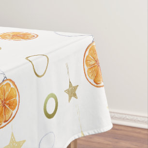 Nappe Aquarelle Oranges et Étoiles sur Beige