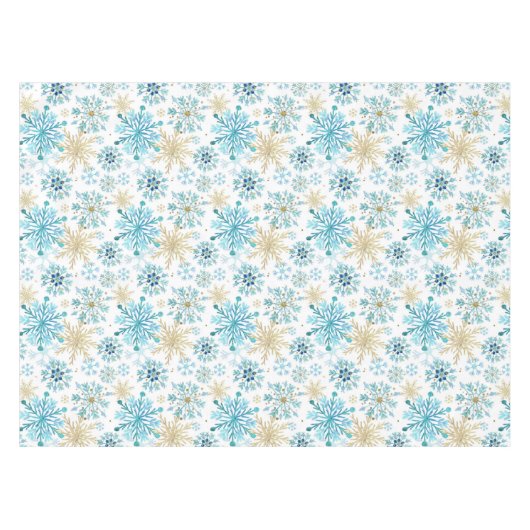 Nappe Aquarelle Parties scintillant bleue et or Flammes  (Devant (Horizontal))