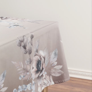 Nappe Aquarelle Pastel Bleu Fleurs Beige Élégant