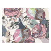 Nappe Aquarelle Pastel Oiseaux et fleurs roses (Devant (Horizontal))