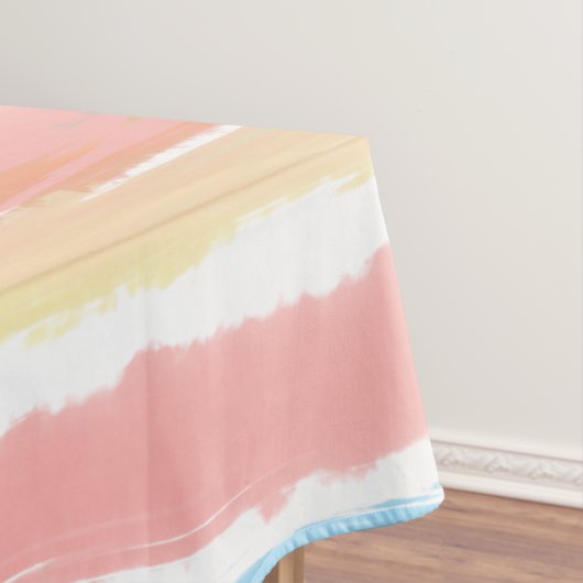 Nappe Aquarelle rose bleu jaune rayures 60 po x 104 po (In Situ)