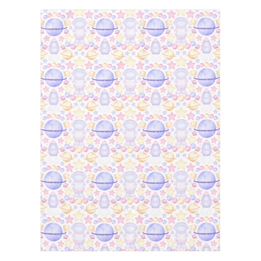 Nappe Aquarelle rose mignonne Astronautes de l'espace An (Devant)