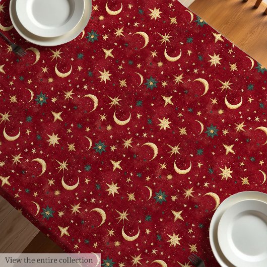 Nappe Aquarelle rouge foncé festif ciel de Noël