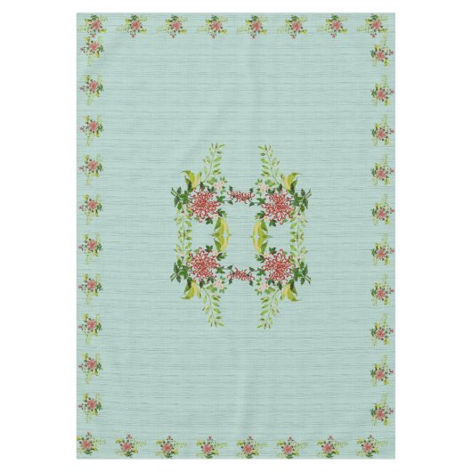 Nappe Aquarelle Rouge Gerbera Daisy avec verdure 60 po x (Devant)