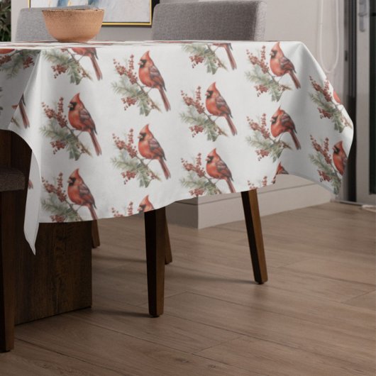 Nappe Aquarelle rustique Hiver Cardinal Holly Branche