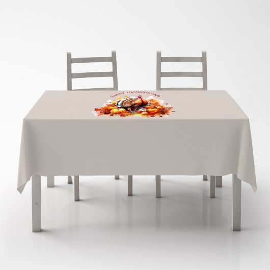 Nappe Aquarelle Thanksgiving Turquie et Citrouilles