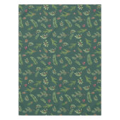 Nappe Aquarelle verte Feuilles de Noël (Devant)