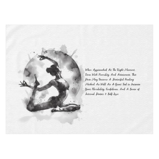 Nappe Aquarelle Yoga Reiki Pose King Pigeon à une jambe (Devant (Horizontal))