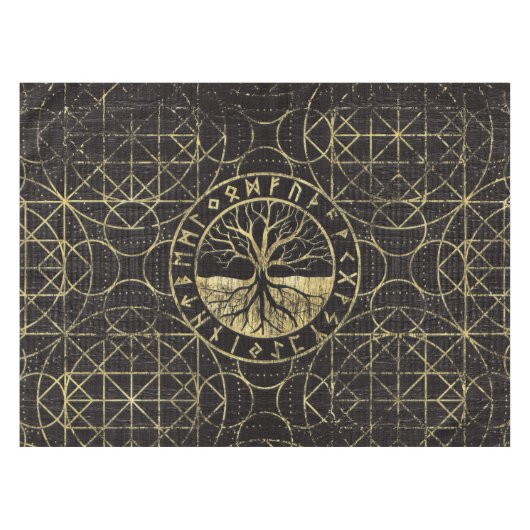 Nappe Arbre de la vie - Yggdrasil et runes (Devant (Horizontal))