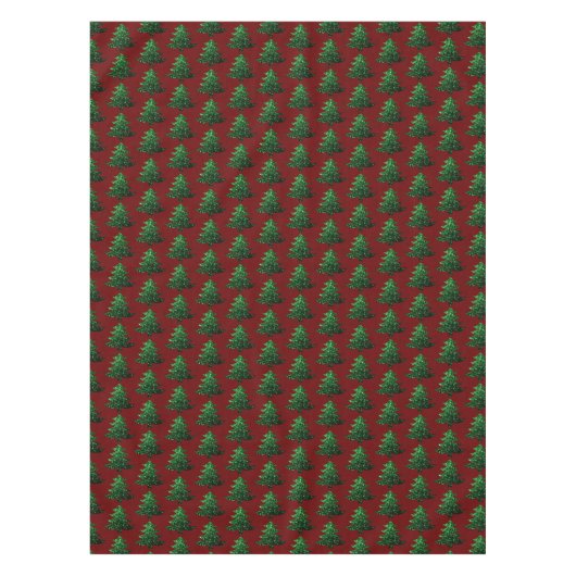 Nappe Arbre de Noël pétillant vert motif rouge foncé (Devant)