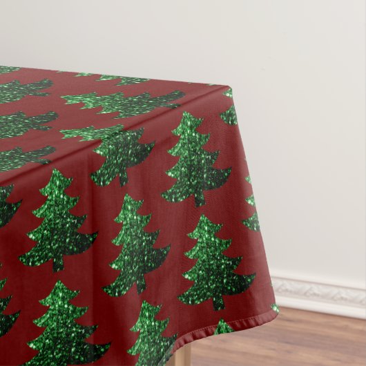 Nappe Arbre de Noël pétillant vert motif rouge foncé (In Situ)