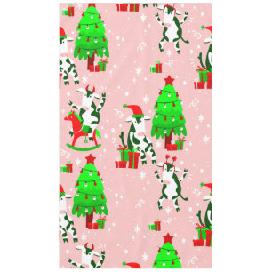 Nappe arbre de Noël rose vache père Noël