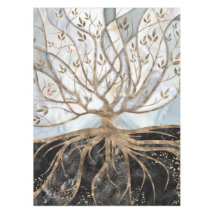 Nappe Arbre de vie - Le marbre perle, or et noir
