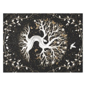 Nappe Arbre de vie - Yggdrasil - noir blanc et or (Devant (Horizontal))