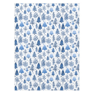 Nappe Arbre d'hiver blanc et bleu Whimsical et flocon de