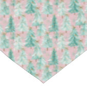 Nappe Arbres de Noël sarcelle fantaisistes sur rose (Angle)