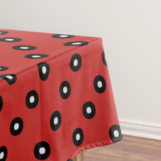 Nappe Arrière - plan rouge Polka noir/blanc (modifiable) (In Situ)