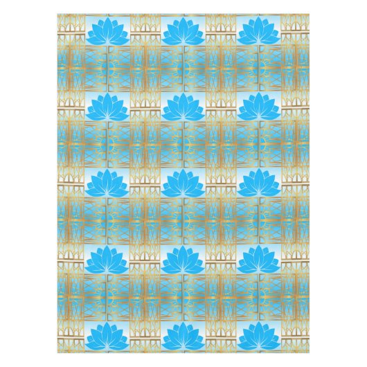 Nappe Art déco rétro Lotus (bleu) (Devant)