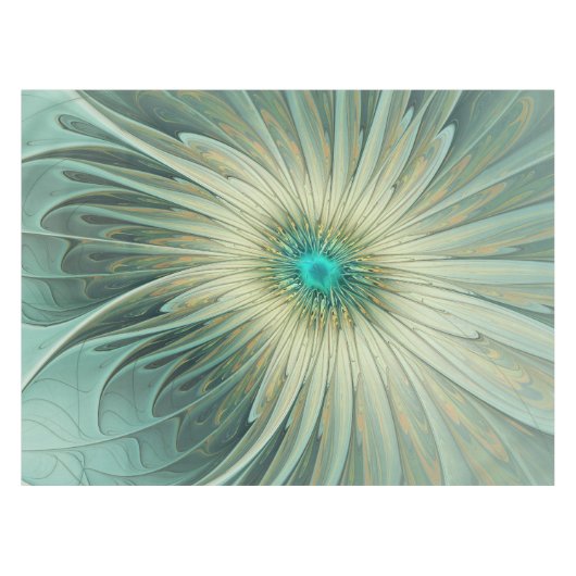 Nappe Art fractal de fleurs de fantaisie vert sauge abst (Devant (Horizontal))