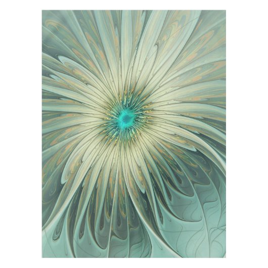 Nappe Art fractal de fleurs de fantaisie vert sauge abst (Devant)