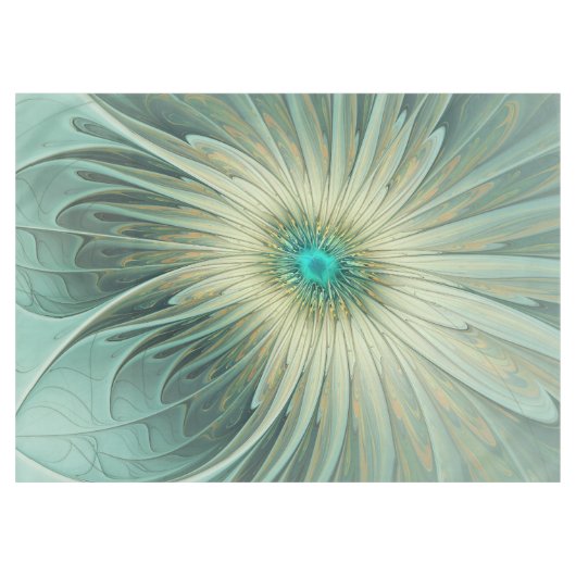 Nappe Art fractal de fleurs de fantaisie vert sauge abst (Devant (Horizontal))