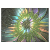 Nappe Art Fractal Fleur Imaginaire Coloré Lumineux (Devant (Horizontal))