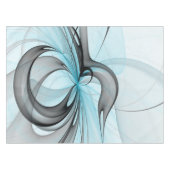 Nappe Art fractal moderne gris anthracite abstrait bleu (Devant (Horizontal))