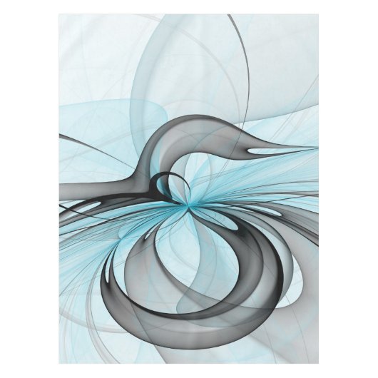 Nappe Art fractal moderne gris anthracite abstrait bleu (Devant)