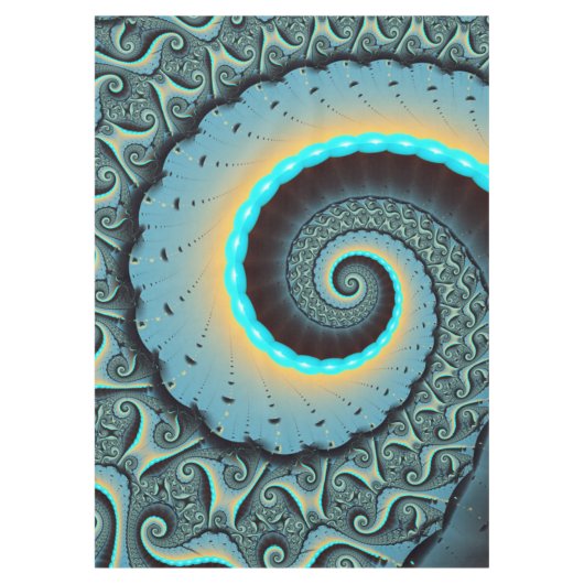 Nappe Art fractal spirale abstrait bleu turquoise orange (Devant)