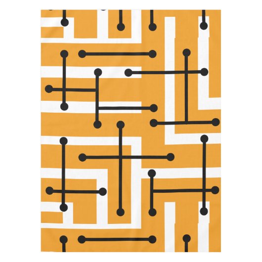 Nappe Art géométrique rétro Maze Orange (Devant)